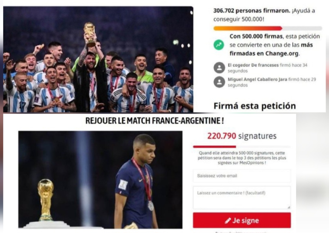 بعد المطالبة بإعادة نهائي كأس  العالم في قطر 2022 ..عريضة أرجنتينية  تطالب الفرنسيين بالكف عن البكاء   